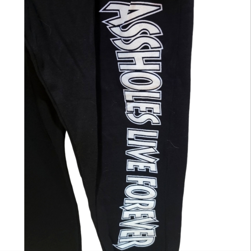 NWOT Assholes Live Forever XXXL Black Sweatpants Joggers 2 Pocket Unisex ALF